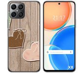 Funda Silicona para Huawei Honor X8 diseño Corazones Madera Dibujos