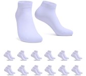 Calcetines Cortos de Algodón para Hombre y Mujer, Blanco Negro, Transpirables Pack 3-6-12 Pares