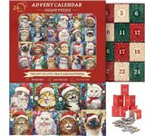 Calendario de Adviento 2024-2025, 1008 piezas de rompecabezas de perros navideños, calendario de Adviento, calendario de cuenta regresiva de Navidad, juego familiar, regalos de Navidad