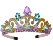 Princess Girls Sea Theme Party Mermaid Purple Crown Cute Girls Purple Headband with Crystal Ariel Cosplay Accessories Headwear