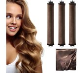 Rizador de pelo sin Calor, Varillas de Diadema de ventilador Dura la noche, sin Varillas Flexi Jumbo de terciopelo de Calor para dormir, Varillas de curling Suave 4 piezas marron