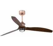 Faro Barcelona FARO Ventilador de Techo JUST FAN LED Cobre/Madera DC Ø128cm