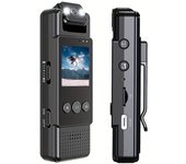 Cámara de acción portátil Full HD 1080P - Grabadora de vídeo portátil con batería de polímero de litio de 1200 mAh, carga dual USB, diseño de clip, grabación de audio y vídeo con un solo clic, tarjeta SD no incluida