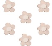6 Un. Pomo TIRADOR Mueble BEBÉ flor madera arena SHABBY CHIC 54x52MM para cajón cómoda y armario