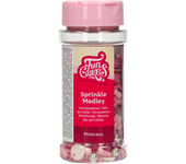SPRINKLES FUNCAKES - PRINCESAS 50 G - Coronas Rosas - Bolitas con Relieve Rosas - Lilas Corazones Rosas - Perlas Lilas - Rosas y Plateadas - Ingredientes Especiales