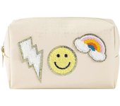 Bolsa de maquillaje Bolsa de cosméticos de cuero Bolsa de maquillaje pequeña, organizador de aseo de viaje impermeable portátil, bolsa de aseo para mujeres niñas