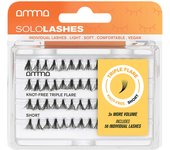 Amma SoloLashes Knot-Free Triple Flare Short Pestañas Postizas en Grupos sin Nudo - 56 Pestañas Individuales Tamaño Pequeño x3 Volumen