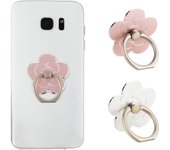 piezas de soporte de anillo para teléfono, soporte para teléfono móvil con forma de flor, soporte de anillo para dedo, accesorios universales de metal (plata, oro rosa)