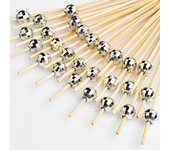 100 Pcs 4.7 inch Disco Ball Decor Toothpicks for Appetizers, Drinks, Fruits, Silver Cocktail Skewers, Disco Party Decorations