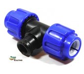 Te rosca hembra 20 mm. Te 3 bocas iguales fabricado en polietileno para manguera-manguera-manguera  Producto de alta calidad con certificado Aenor Pn 16.  Montaje rápido.