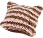 Gorro de punto a juego de colores: gorro de punto con orejas de gato de dibujos animados, gorro de punto, gorro cálido y esponjoso, gorro de invierno frío para niños y adolescentes