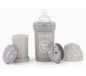 Twistshake Biberón Anticólico Gris 180ml - Sistema Twistflow