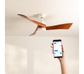 Create Ventilador de Techo DC Silencioso con Aspas de Madera Oscura y Luz Regulable- WIND CURVE