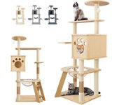 JUPPLIES Rascador para Gatos 143cm - Arbol Rascador para Gatos Estable de Varios Niveles - Arbol para Gatos de Actividades con 5 Plataformas, 3 nidos y 1 Casa para Gatos - Torre Gatos