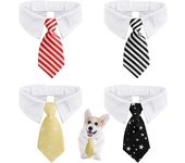 4 Pajarita de Mascotas Ropa Gato Corbatas de Mascotas Perros Gato, Pajarita Ajustables de Mascotas para Decorar Collar de Mascota (4 Colores, Tamaño Ajustable: 27-36 cm)