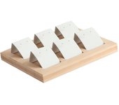 9 Pair Earring Display Stand Jewelry Shop Show Tray Natural Wood Stud Earring Display Stand Rack Earring Card Holder w/ Tray