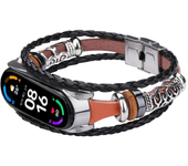 Leather Strap For Xiaomi mi Band 6 5 4 3 Bracelets Ethnic Style RetroHandmade Beads bracelet pulseira On miband 5 4 Watch Band