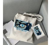 Gojo Satoru Jujutsu Kaisen Otaku  2 Pcs Burlap Tote Bag Set, Large Capacity Shoulder Bag, Reusable Shopping Bag with Coin Purse