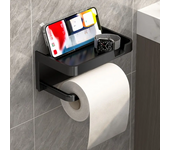 1 Pack Wall-Mounted No-Drill Toilet Paper Holder with Shelf and Phone Holder, Polypropylene Material, Bathroom Tissue Roll Dispe