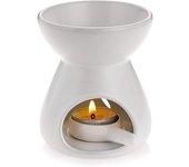 Ceramic Oil Burner Aroma Diffuser, Decorative Wax Melt Burner with Little Candle Spoon, Candle Burner for Home Office, Funnel Model (White)