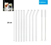 1/2/4/8/10Pcs Reusable Drinking Straw Glass Straws High Borosilicate Glass Straw Eco-friendly Glass Tube Party Bar Drinkware