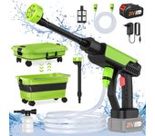 6 en 1 Lavadora de alta presión inalámbrica, pistola de agua pulverizada, boquilla de agua a presión para lavado de coches eléctrica, Con depósito de agua abatible,  máquina de limpieza para batería Makit de 18V