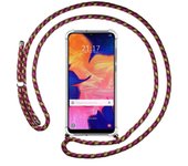 Tumundosmartphone Funda Colgante Transparente para Samsung Galaxy A10 con Cordon Rosa / Dorado