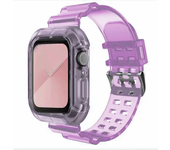 Clear Band + Case for Apple Watch Series 9 8 7 6 SE 5 49mm 45mm 44mm 42mm 41mm Transparent for iwatch 3 38mm 40mm Plastic Strap