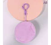 Candy Color Round Plush Coin Purse Women Cute Solid Color Change Pouch Wallet Keychain Portable Earphone Storage Bags