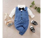 0-18m Newborn Clothing Gentleman Handsome Party Suit Formal Cotton Comfortable Soft Spring And Autumn Long Sleeved Baby Bodysuit