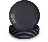Plastic Forte - Juego de 6 Platos Classic Llanos 16 cm Reutilizables. Ideal Fiestas. Grafito