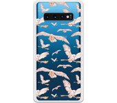 Funda original compatible con Samsung Galaxy S10 Plus - Harry Potter Patron Lechuzas Clear