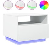 vidaXL Mesa de centro con luces LED 50x49x40 cm Blanco, Negro, Roble Sonoma Mesita de Salón o Comedor o Auxiliar Mesa de Café Meuble Salón