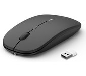 USB Silent Wireless Mouse for Laptop Computer, Rechargeable, 10m Remote Range, 1600dpi, 3 Adjustment Levels, Silent Mini Mouse, Home & Office for Windows,