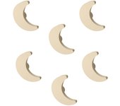 6 Un. TIRADOR Pomo Mueble BEBÉ Luna madera lacada beige claro arena 66x49mm