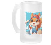 MERCHANDMANIA JARRA CERVEZA CRISTAL ardilla pintora profesion animal pintura mascota esmerilada esmerilado 500ml