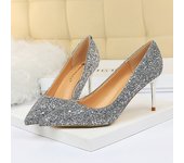 Women 7cm 9.5cm High Heels Bling Pumps Wedding Bridal Scarpins Sparkly Heels Lady Party Sequins Nightclub Evening Gold Red Shoes