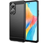 Funda para móvil Oppo A58 4G Carcasa Protectora Antigolpes Silicona Negra Diseño Fibra de Carbono Resistente Absorción de Choque [Compatible Carga Inalámbrica]