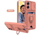 Sliding Camera Protection Case for Realme C67 C55 C20 C21 C11 4G Reno 5 Lite 5f 5z Vehicle Magnetic Bracket Card Wallet Shell
