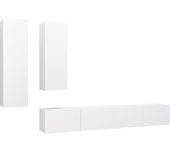 Mueble TV combinadoSet de muebles de salón TV 4 piezas madera de ingeniería blanco