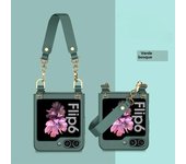 Wrist Strap Chain Phone Case for Samsung Galaxy Z Flip 6 5 4 3 Flip6 Flip5 Flip4 Flip3 5G Plastic Hard Shell Cover
