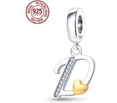 S925 Sterling Silver Heart Shape Letter Pendant Series Charms Fit Original Pandora Bracelet For Women Birthday Fine Jewelry Gift