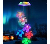 1pc Solar Blue Hummingbird Wind Chime Light LED Hummingbird Courtyard Wind Chime Light Landscape Light Courtyard Light
