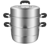 Olla de Vapor 28cm for cocinar Vaporera de : Juego de ollas de Vapor de de Alta Calidad y Servicio Pesado de 3 Piezas Incluye, Inserto de Vapor de 2 Cuartos y ventilación
