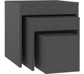 vidaXL Mesas apilables 3 piezas madera contrachapada Blanco, Negro, Gris Mesa de sofá Mesa de Entrada para Salón Consola de Entrada Mueble Recibidor Mesita Mesa auxiliar Salon