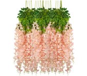 12pcs Artificial Wisteria Flowers Hanging Garland Wedding Home Garden Decoration Vine Rattan Fake Flower String Ceiling Supplies