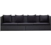 vidaXL Cama de jardín 200x60 cm ratán sintético Gris, Negro, Negro y blanco Sillas de Exterior Ideal para jardín, playa, piscina, terraza Tumbona Piscina Tumbonas Playa Tumbonas Jardín Exterior