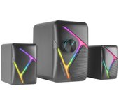 Mars Gaming MS-H21, Altavoces Gaming RGB 2.1 y Subwoofer 35W, Sistema Drivers Invertidos 3D Surround, Altavoces Compactos con Iluminación Dinámica RGB, Alimentación USB y Conector Jack 3.5mm, Altavoces PC Negros o Blancos
