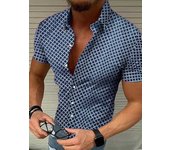 Camisa de talla europea para hombre, camisa de manga corta para hombre, top con estampado de lunares