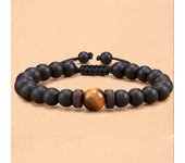 Pulsera de cuentas de Spiderman con ojo de tigre y obsidiana esmerilada para hombre.